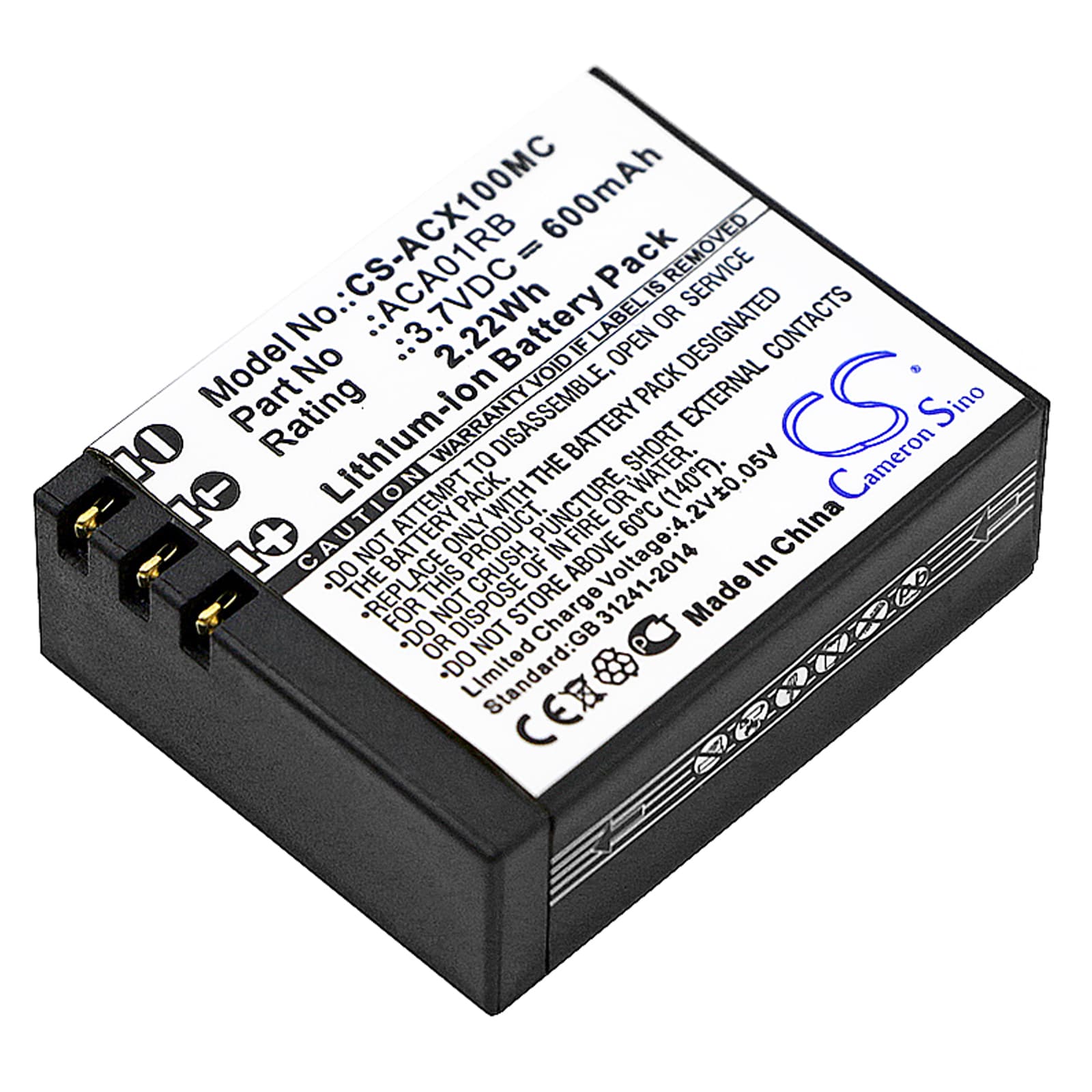 Replacement Battery for ACTIVEON CX