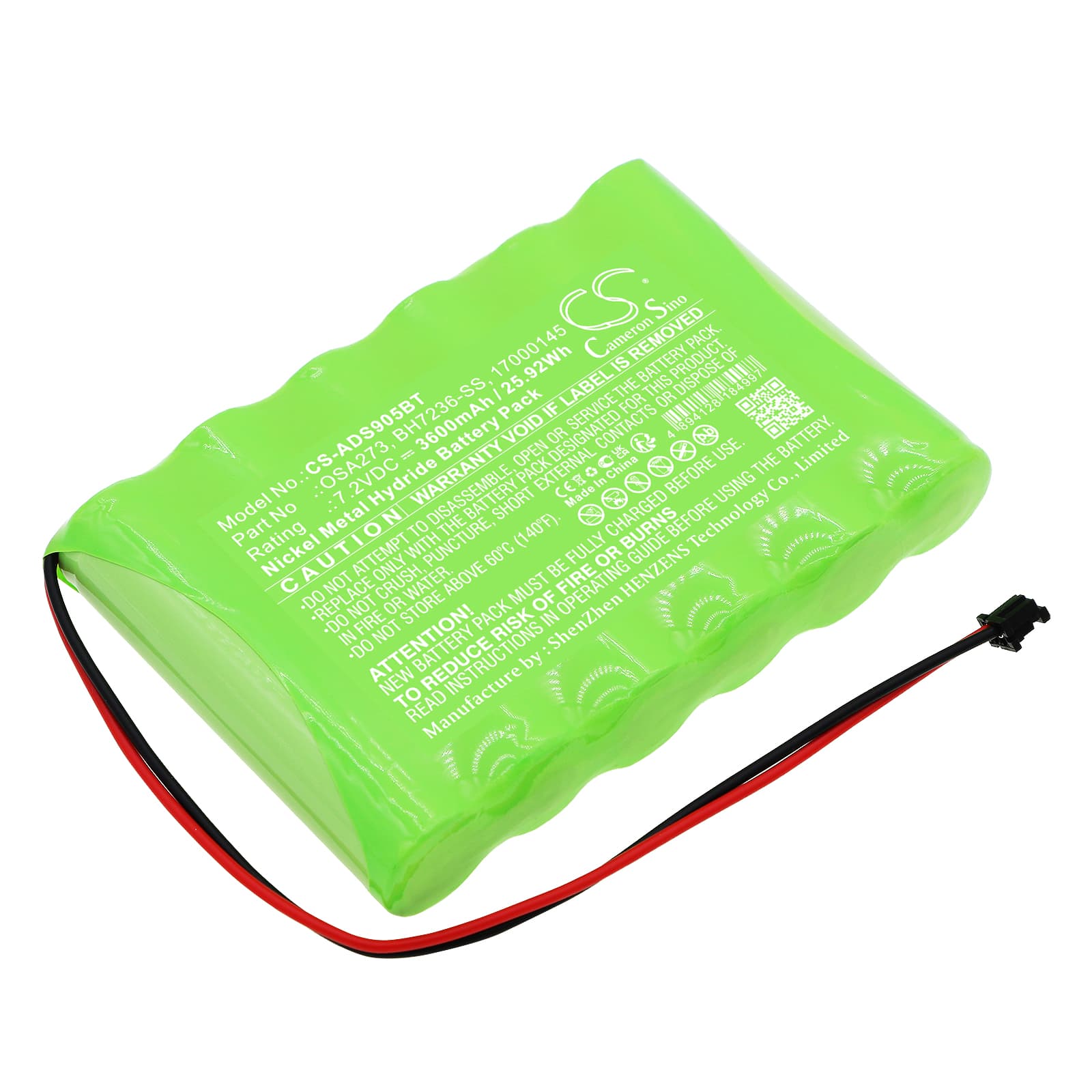 Replacement Battery for DSC Impassa SCW9055 Self-Contained 2-Way Wireless Security System - CS-ADS905BT-1.jpg