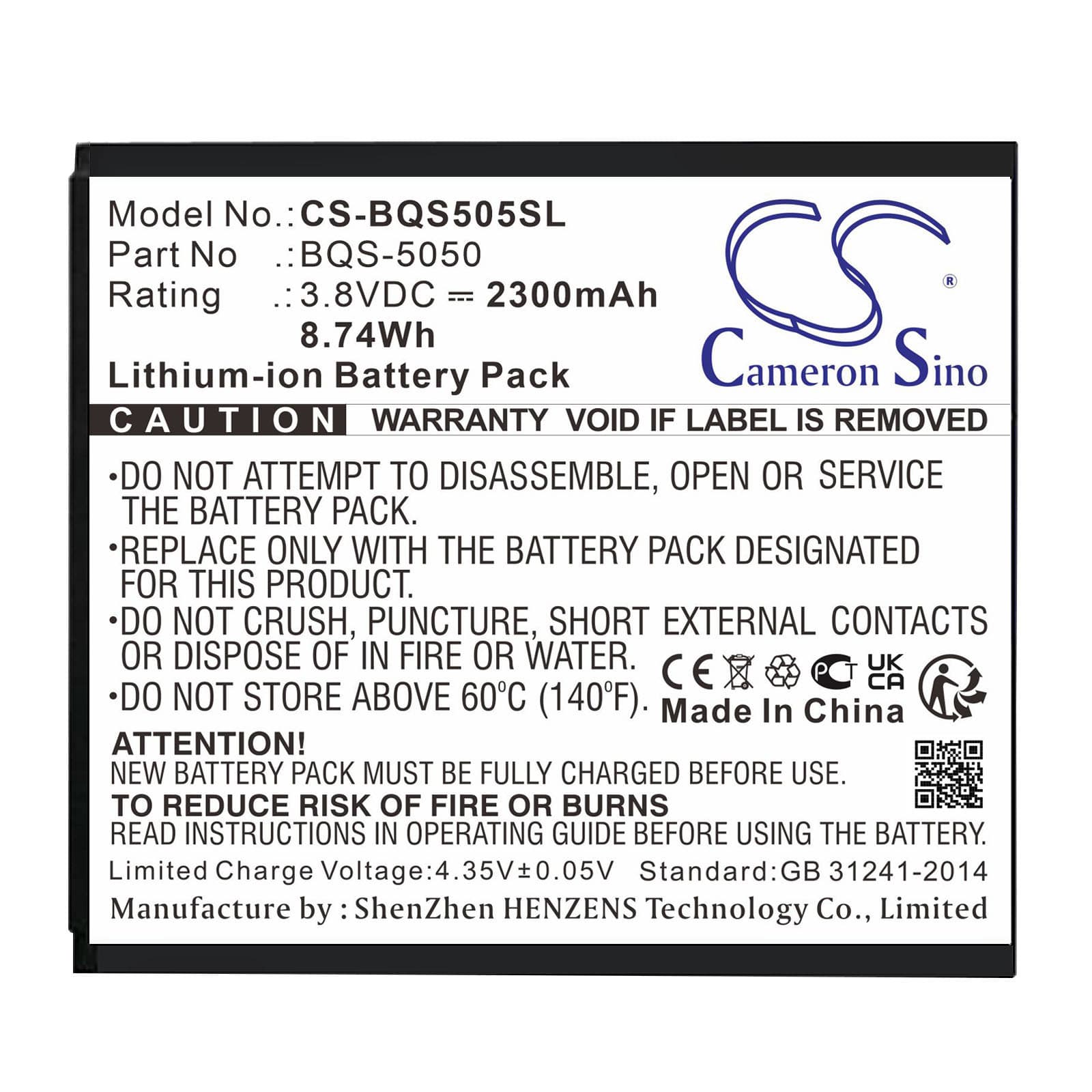 Replacement Battery for BQ BQS-5050 - CS-BQS505SL-1.jpg