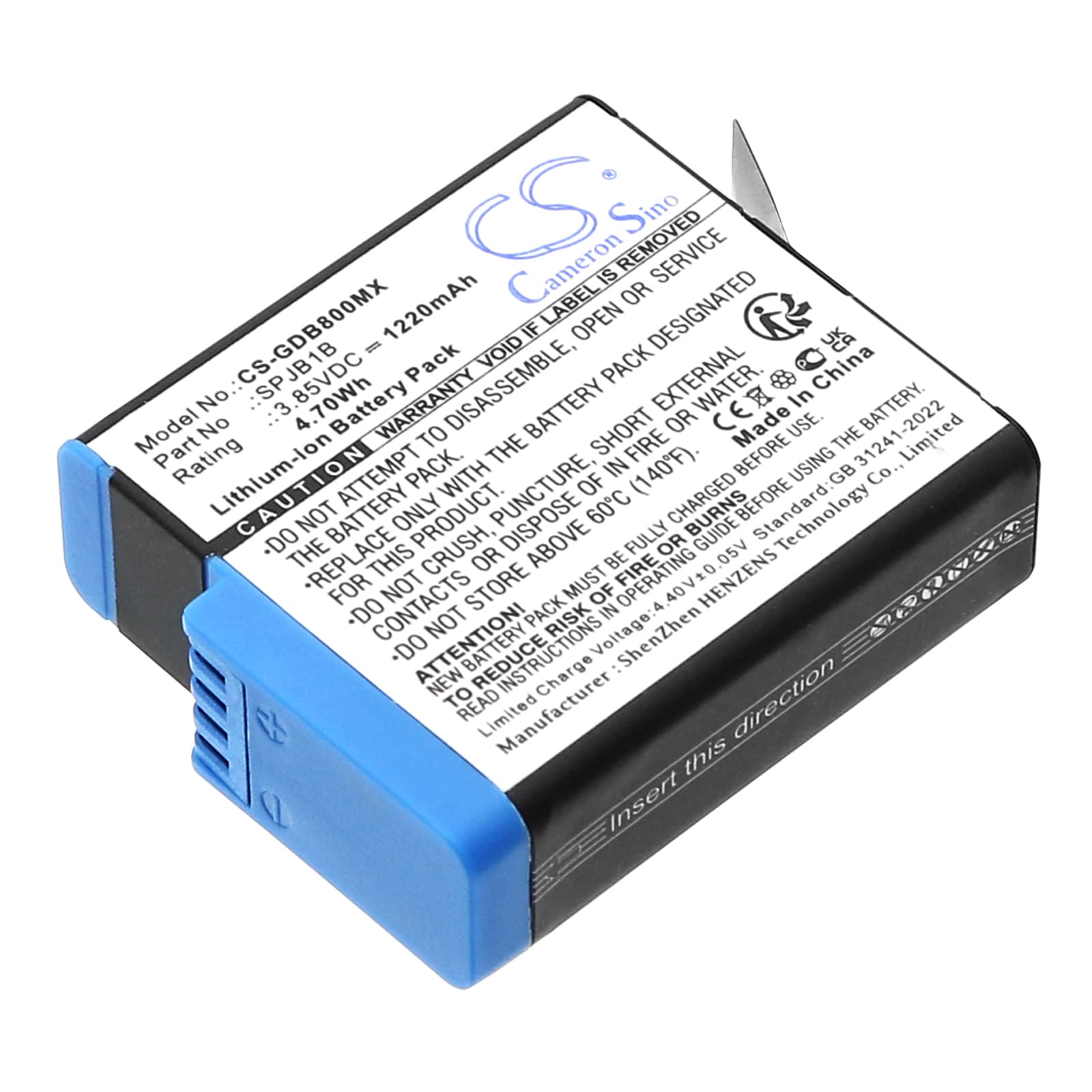 Replacement Battery for GoPro Hero 8 Black - CS-GDB800MX-1.jpg