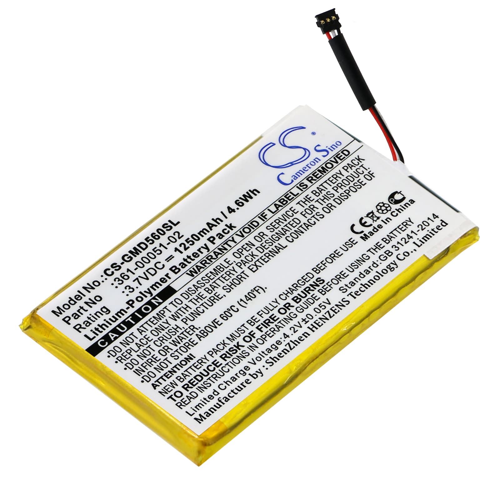 Replacement Battery for Garmin Dezl 560 - CS-GMD560SL-1.jpg
