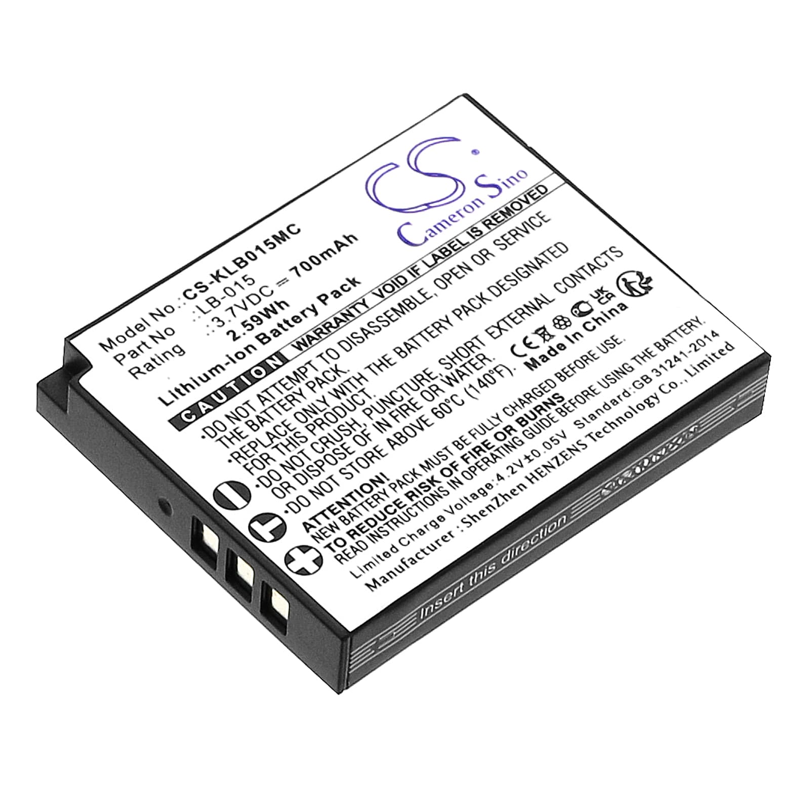 Replacement Battery for Kodak WPZ2 - CS-KLB015MC-1.jpg