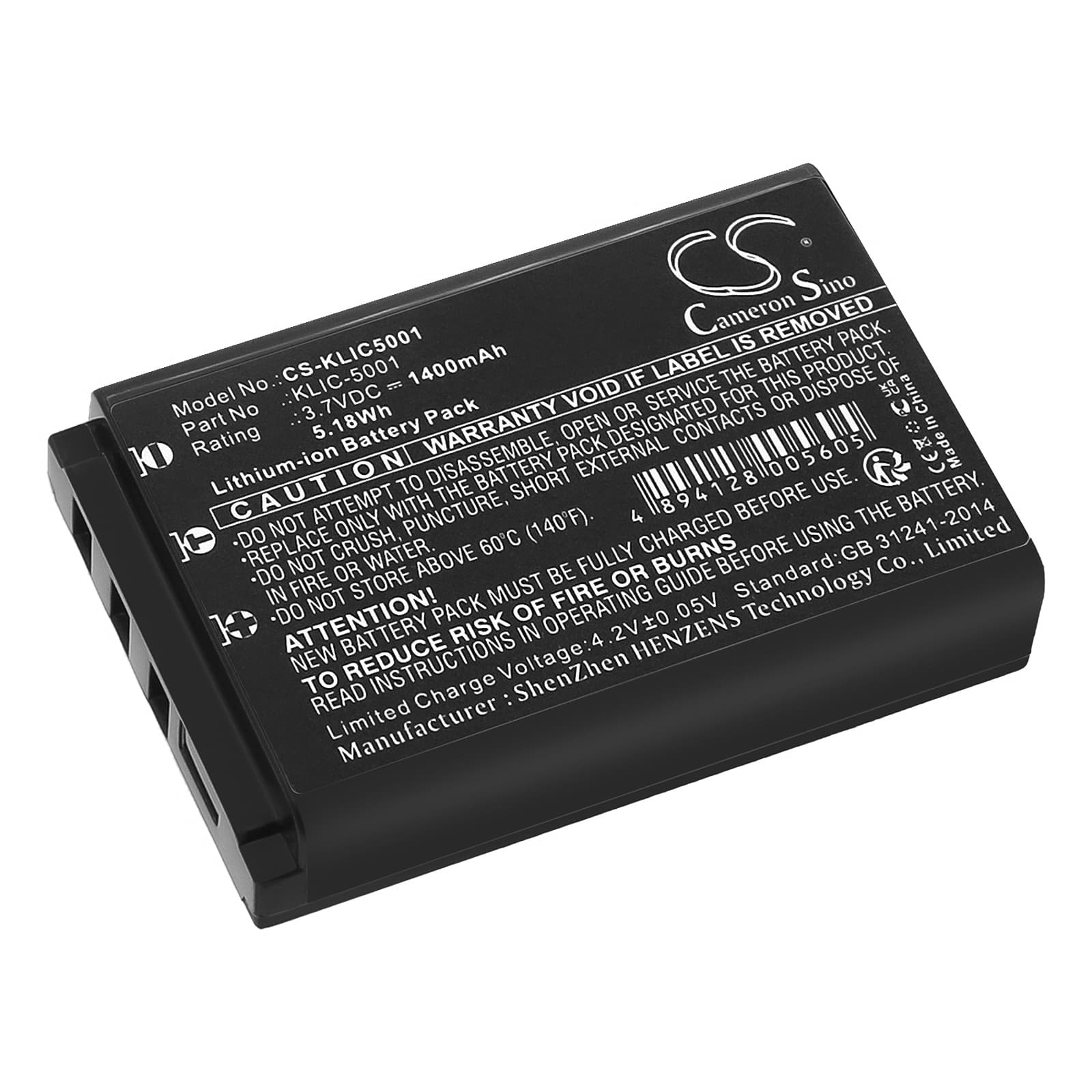 Replacement Battery for Kodak EasyShare Z730 Zoom - CS-KLIC5001-1.jpg