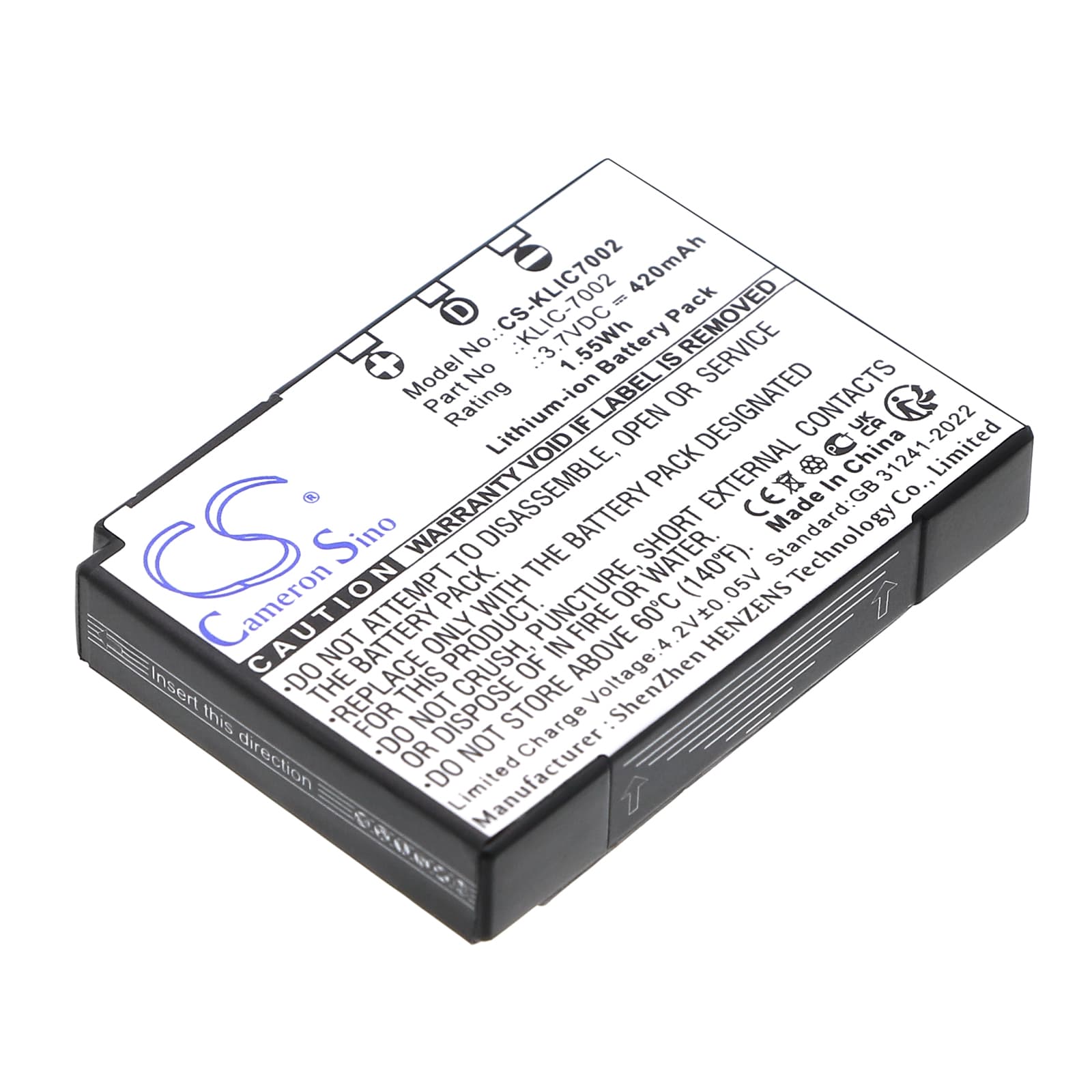 Replacement Battery for Kodak EasyShare V530 - CS-KLIC7002-1.jpg