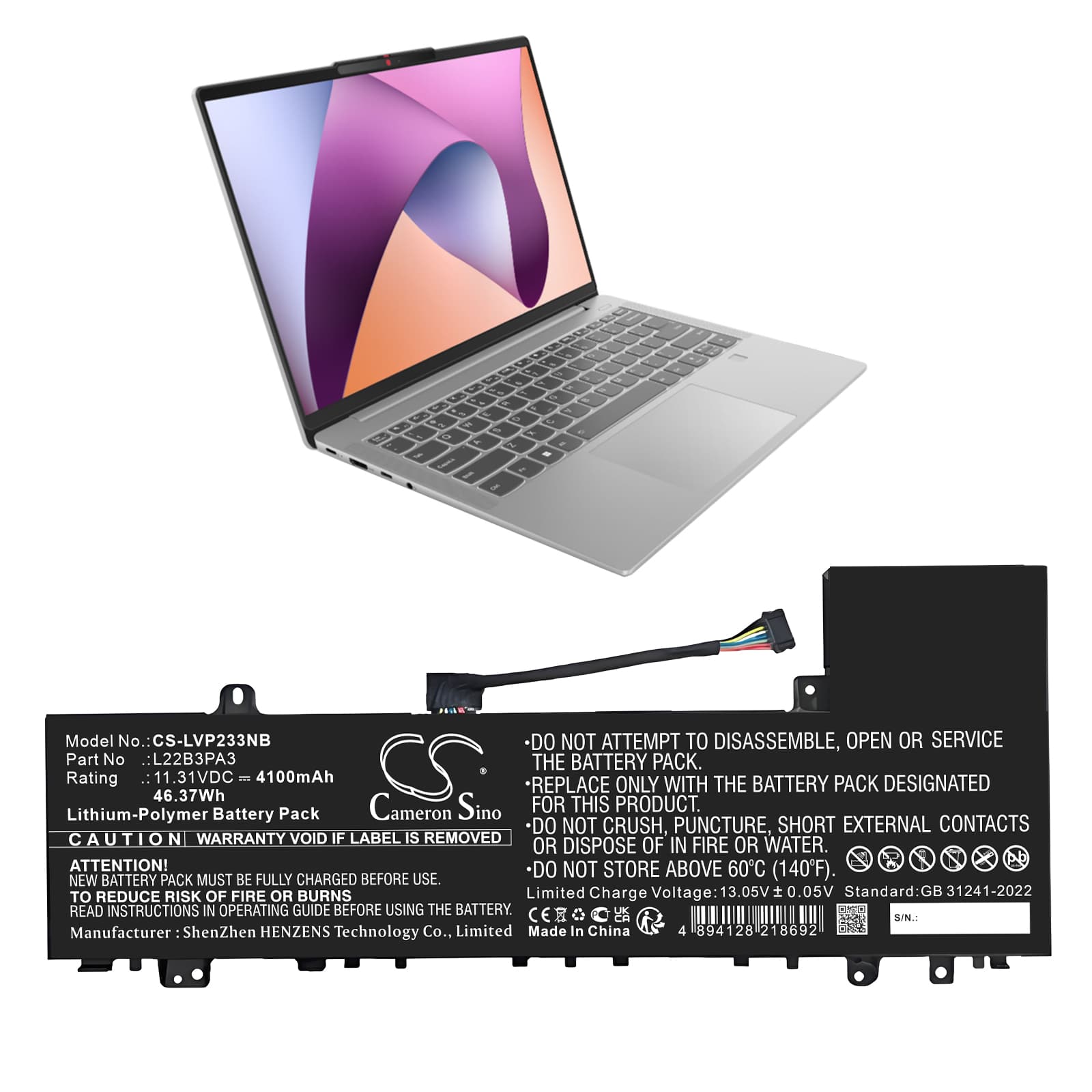 Replacement Battery for Lenovo IdeaPad Slim 5 14ABR8 82XE0001RK - CS-LVP233NB-1.jpg