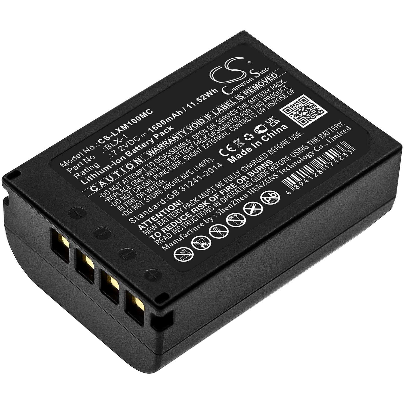 Replacement Battery for Olympus OM SYSTEM OM-1 - CS-LXM100MC-1.jpg
