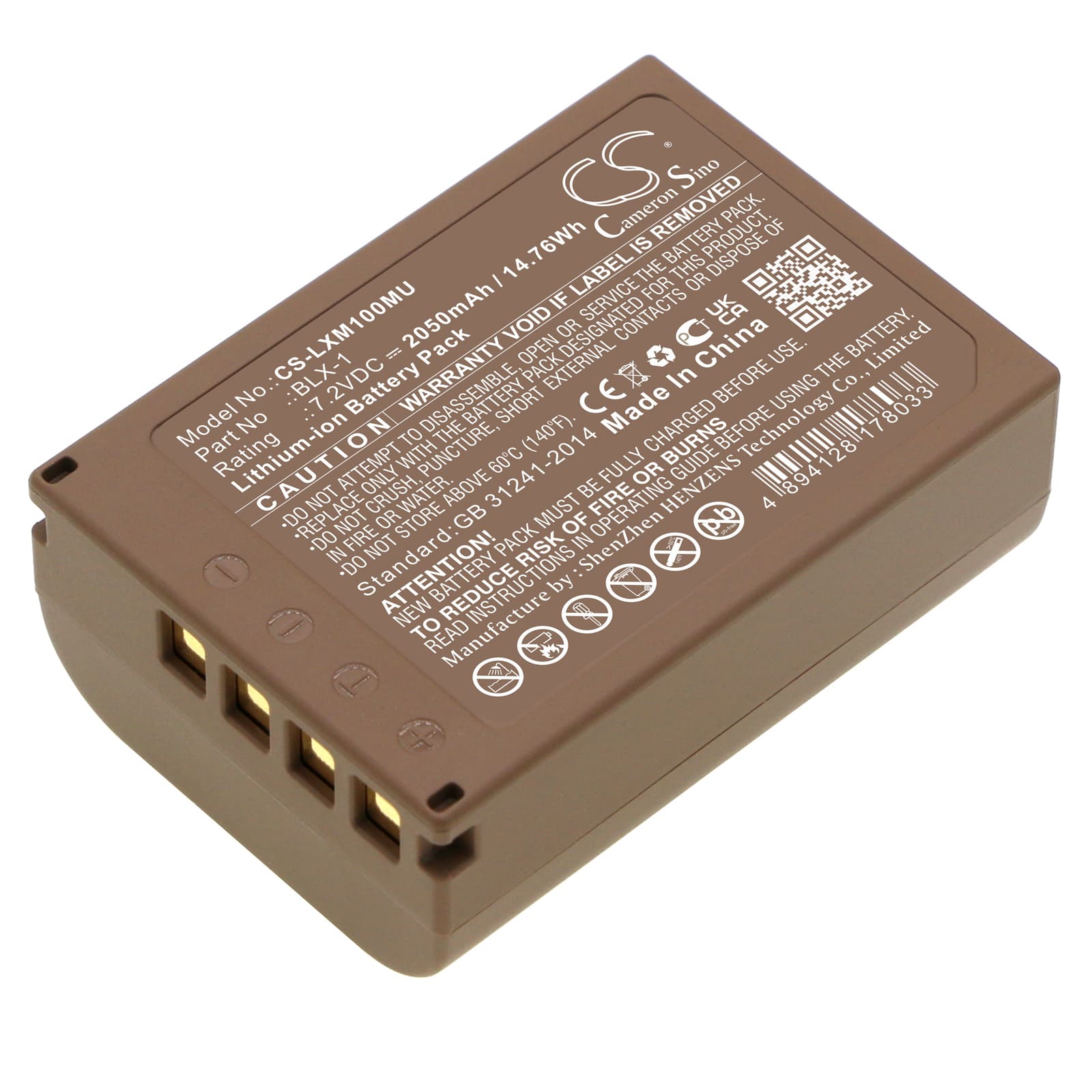 Replacement Battery for Olympus OM SYSTEM OM-1 - CS-LXM100MU-1.jpg