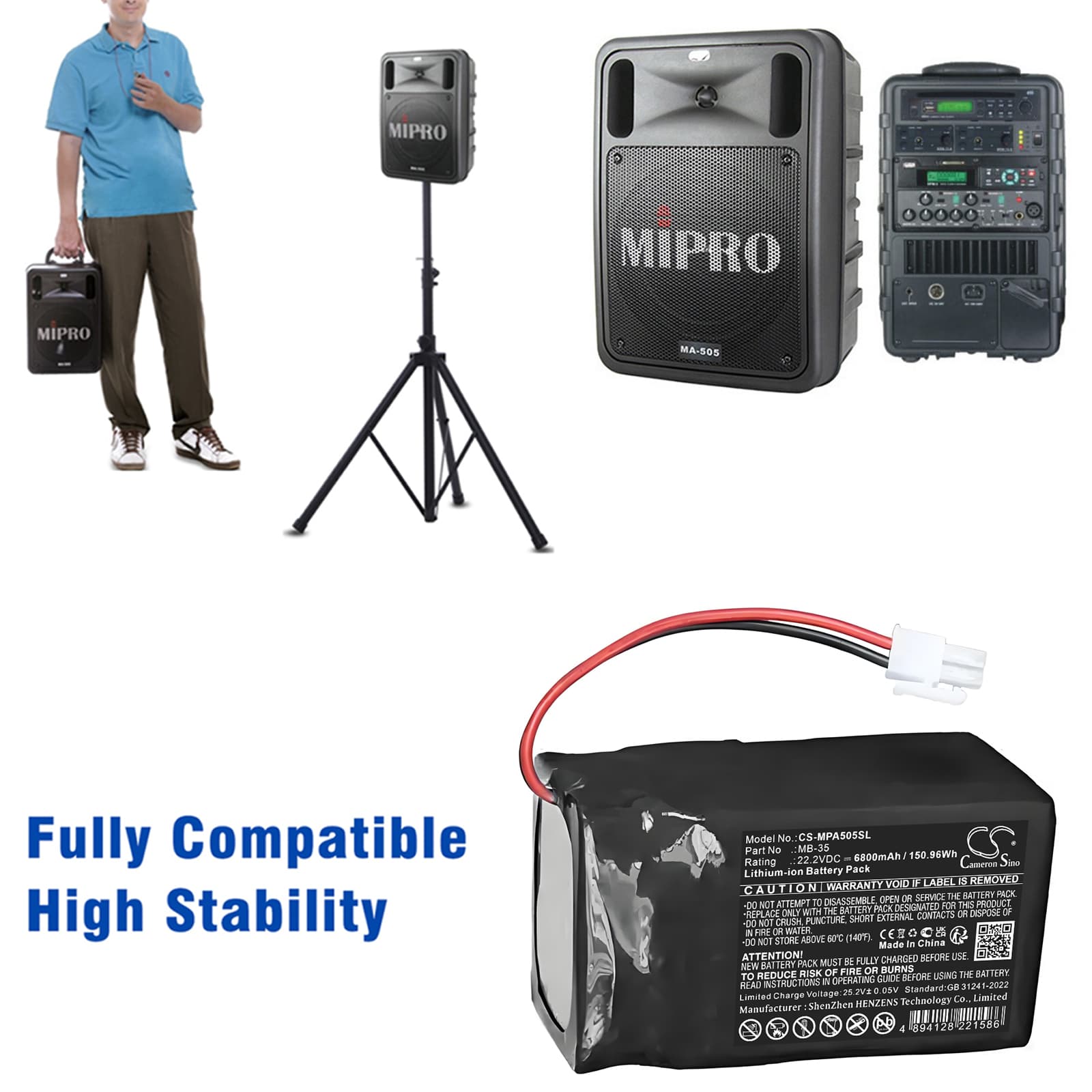 Replacement Battery for Mipro MA-505 - CS-MPA505SL-1.jpg