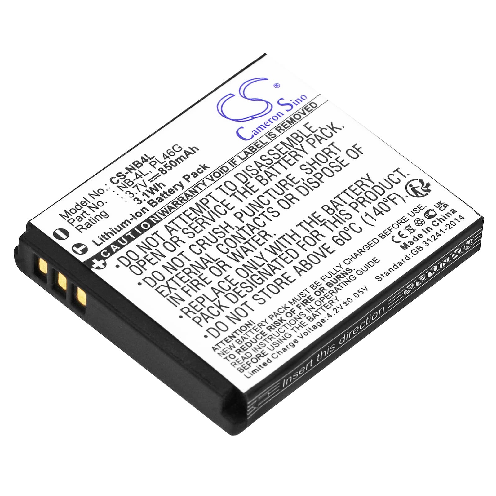 Replacement Battery for Canon Digital IXUS 100 IS - CS-NB4L-1.jpg