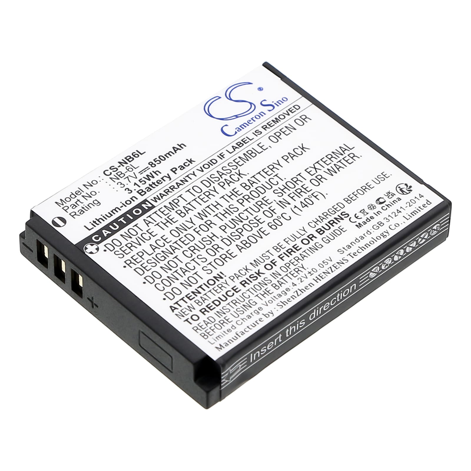 Replacement Battery for Canon Digital IXUS 200 IS - CS-NB6L-1.jpg