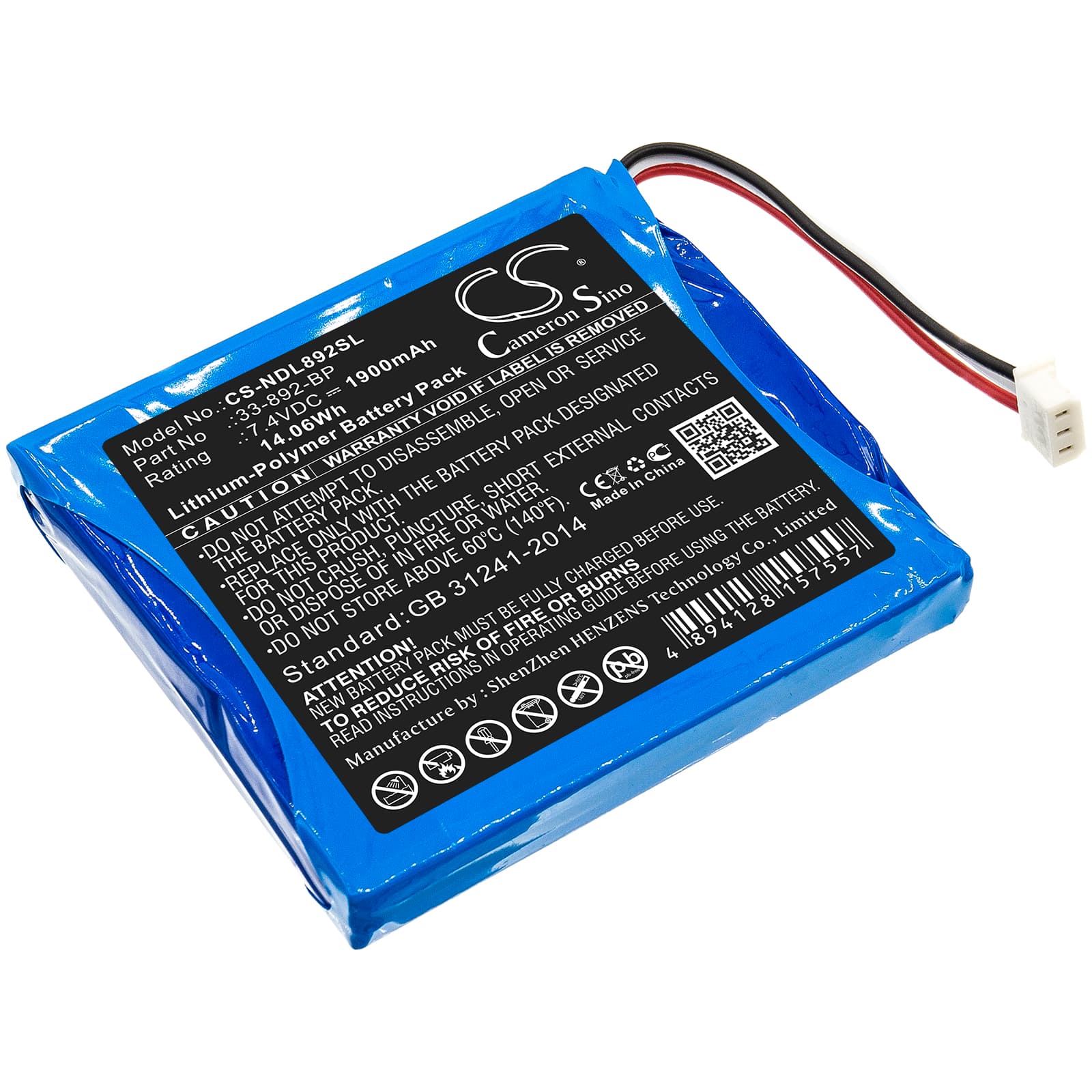 Replacement Battery for Ideal 33-892 - CS-NDL892SL-1.jpg