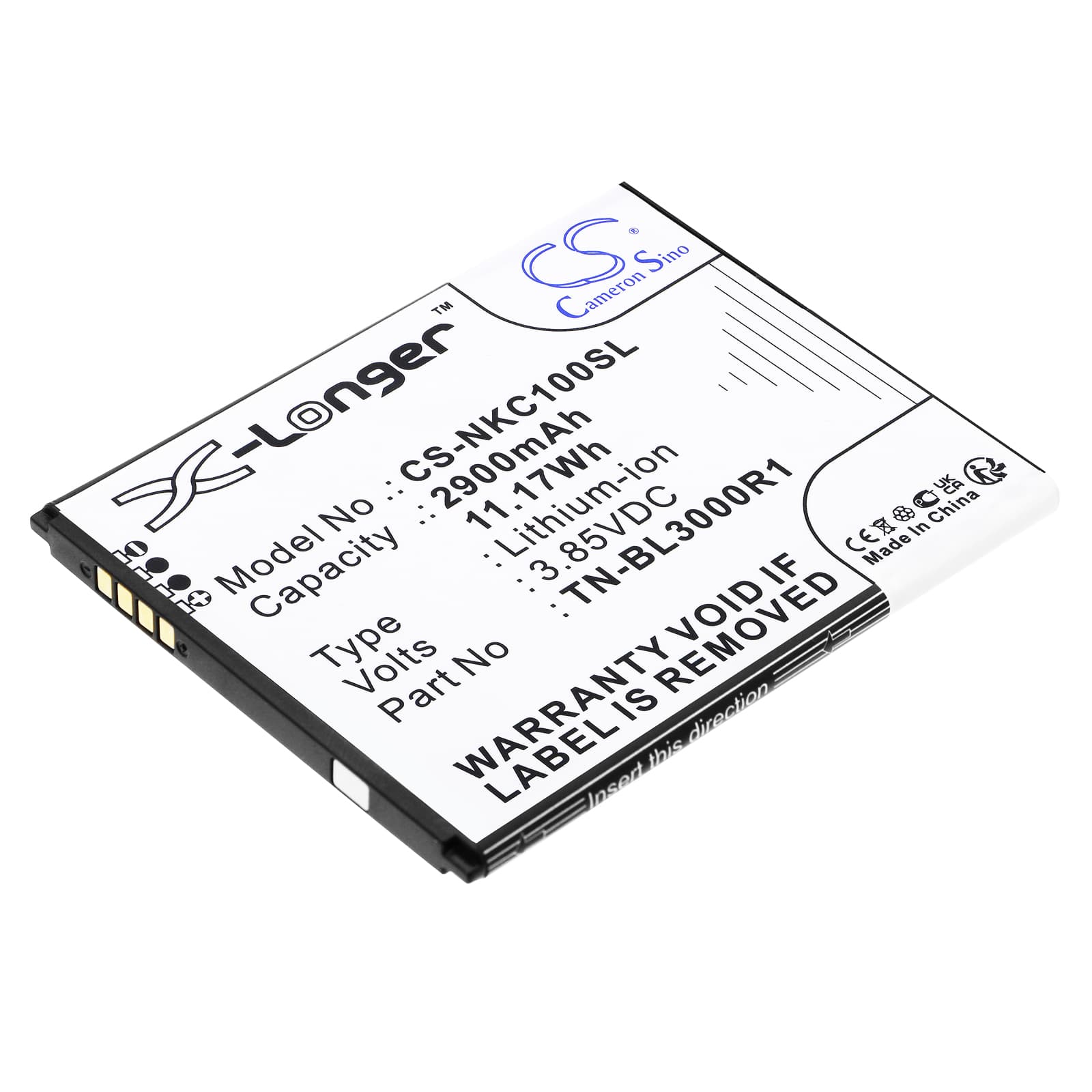 Replacement Battery for Nokia N152DL - CS-NKC100SL-1.jpg