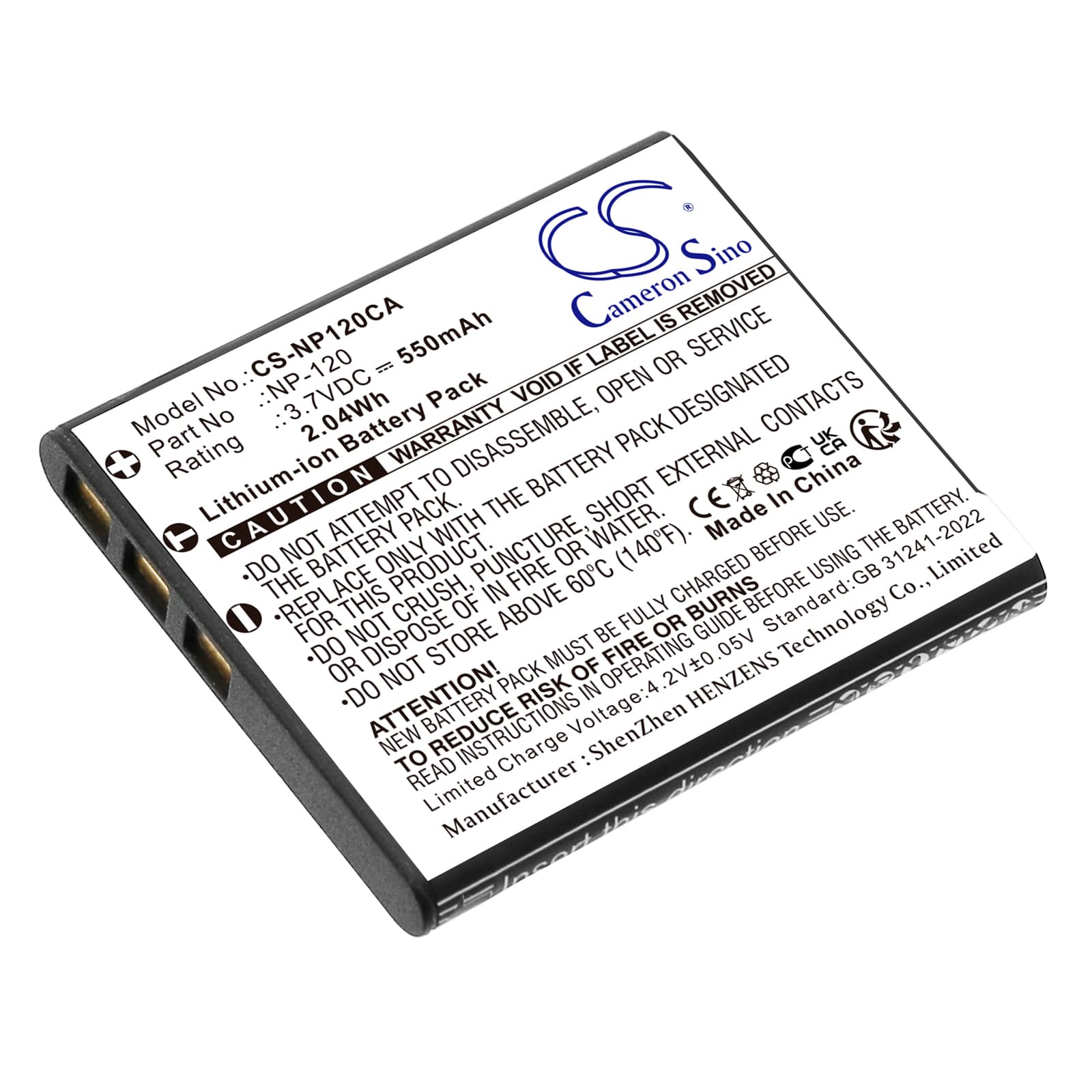 Replacement Battery for Casio Exilim EX-EX-S200BK - CS-NP120CA-1.jpg