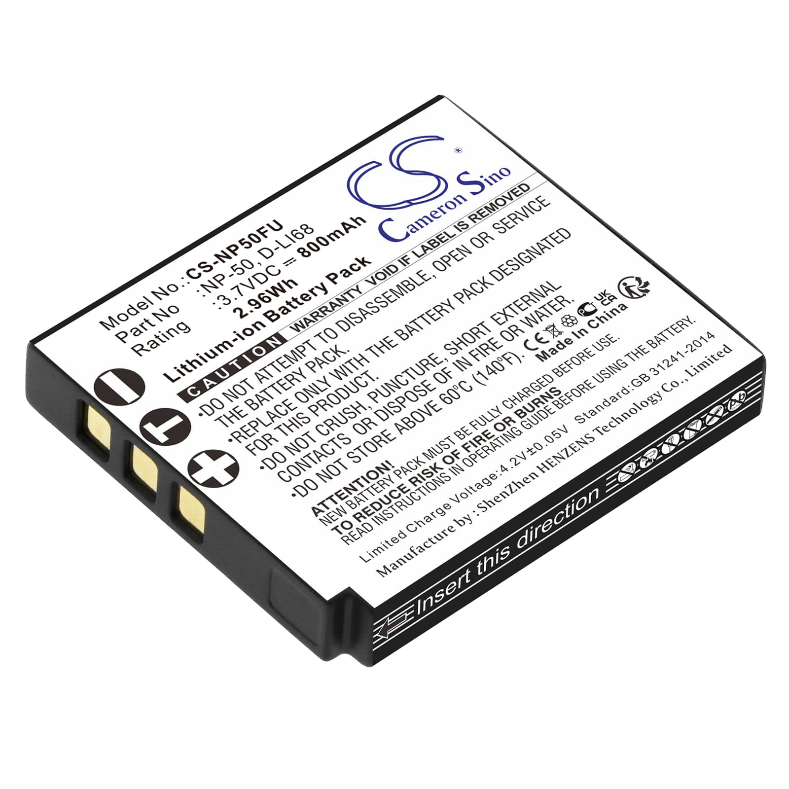 Replacement Battery for Fujifilm FinePix F60fd - CS-NP50FU-1.jpg