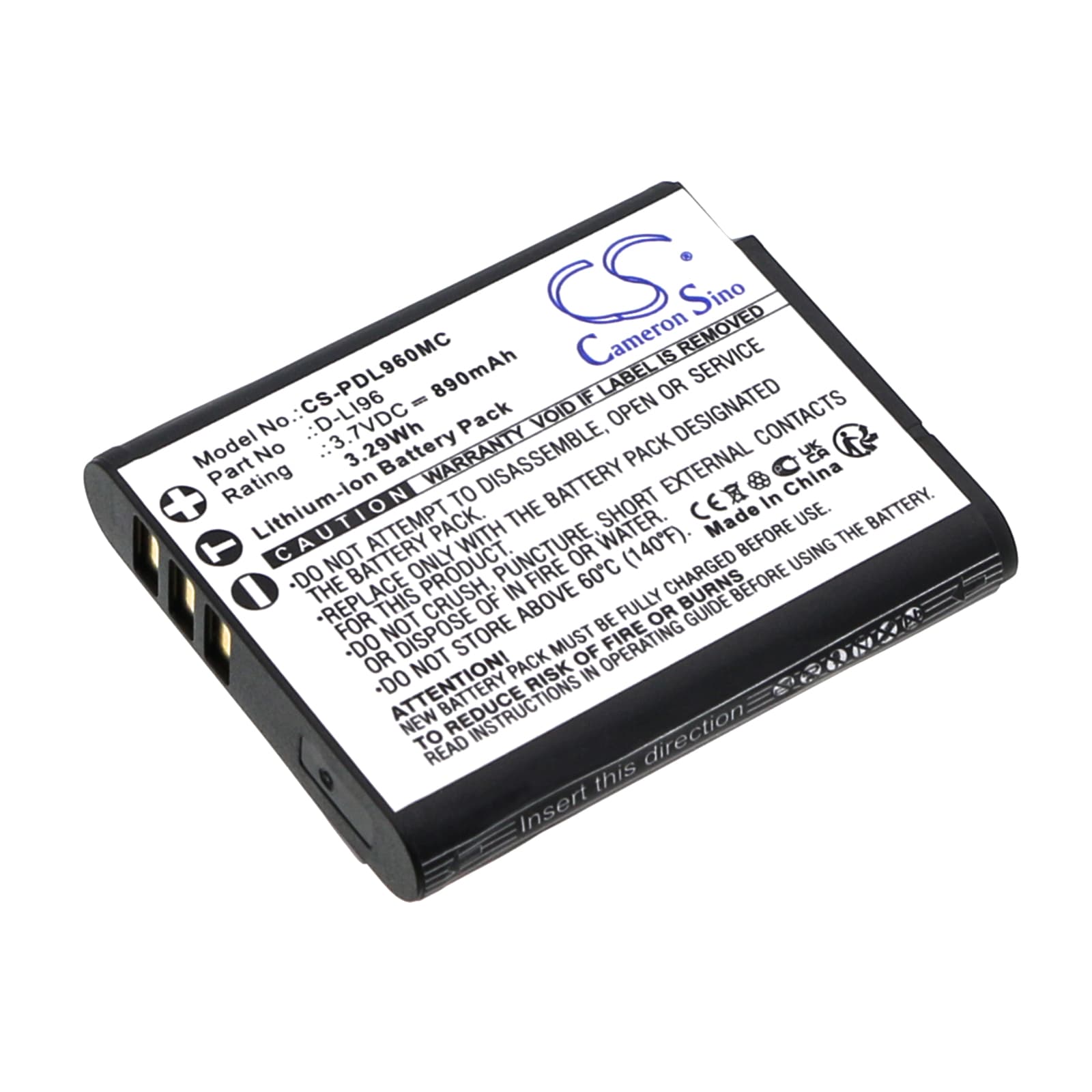 Replacement Battery for Pentax WG-1000 - CS-PDL960MC-1.jpg