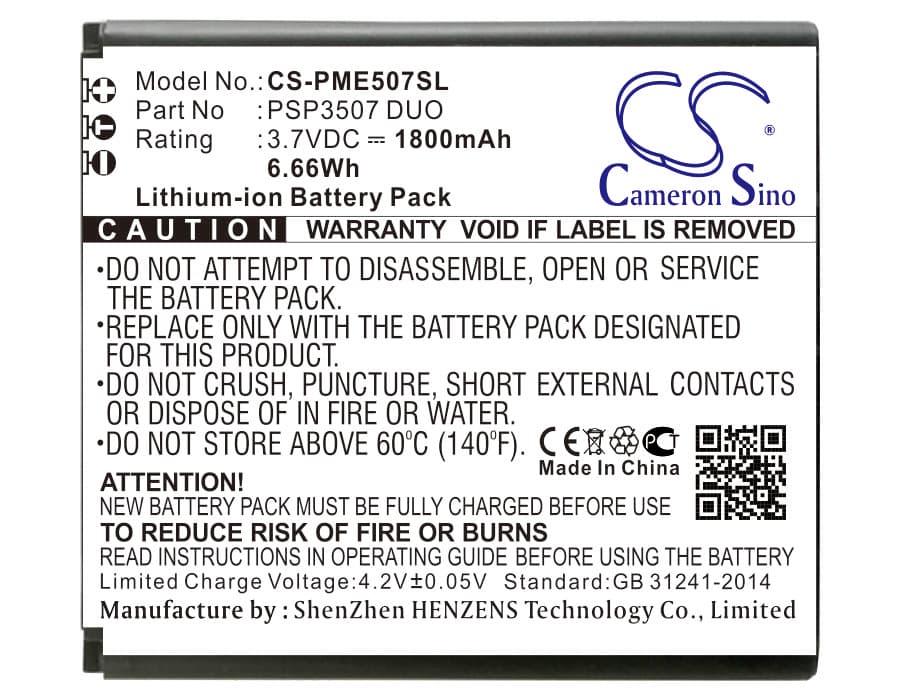 Replacement Battery for Prestigio PSP3507 DUO