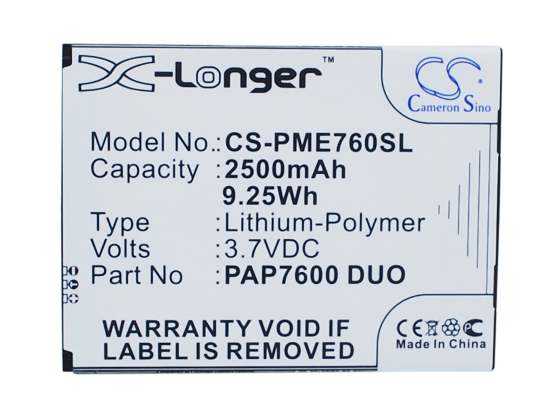 Replacement Battery for Prestigio MultiPhone 7600 Duo