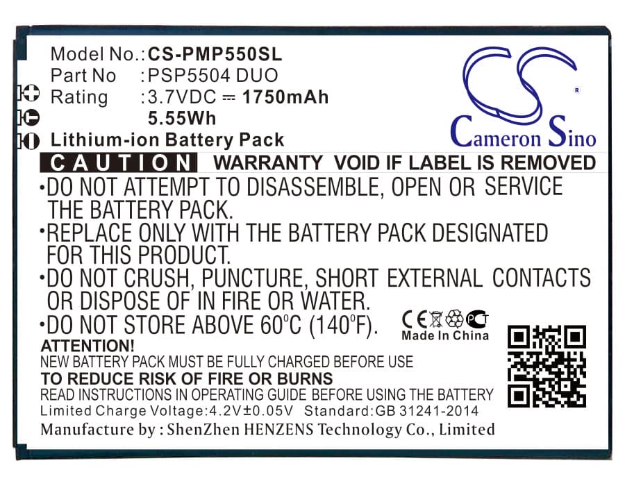 Replacement Battery for Prestigio MultiPhone 5504 DUO