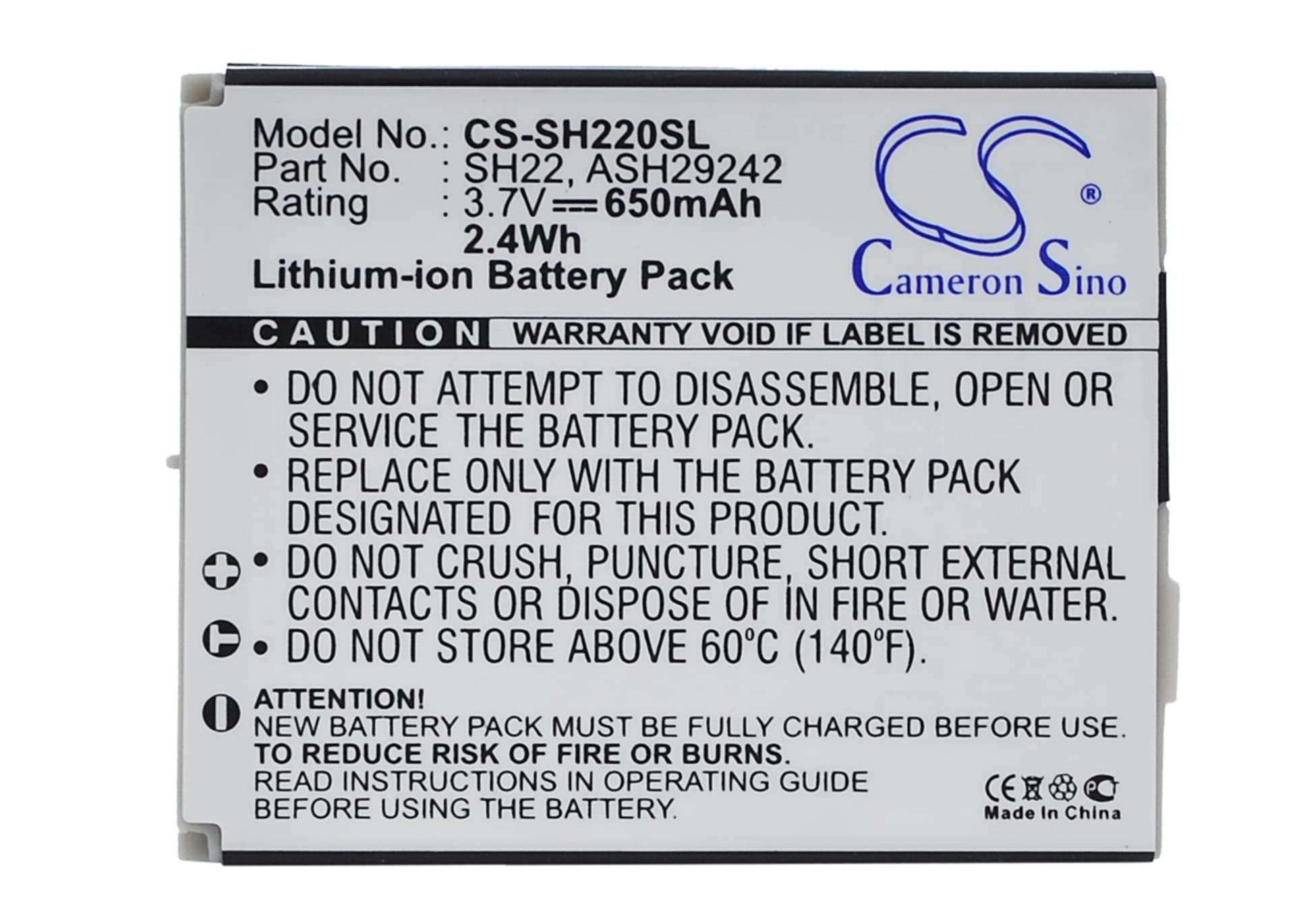 Replacement Battery for Sharp SH-06A