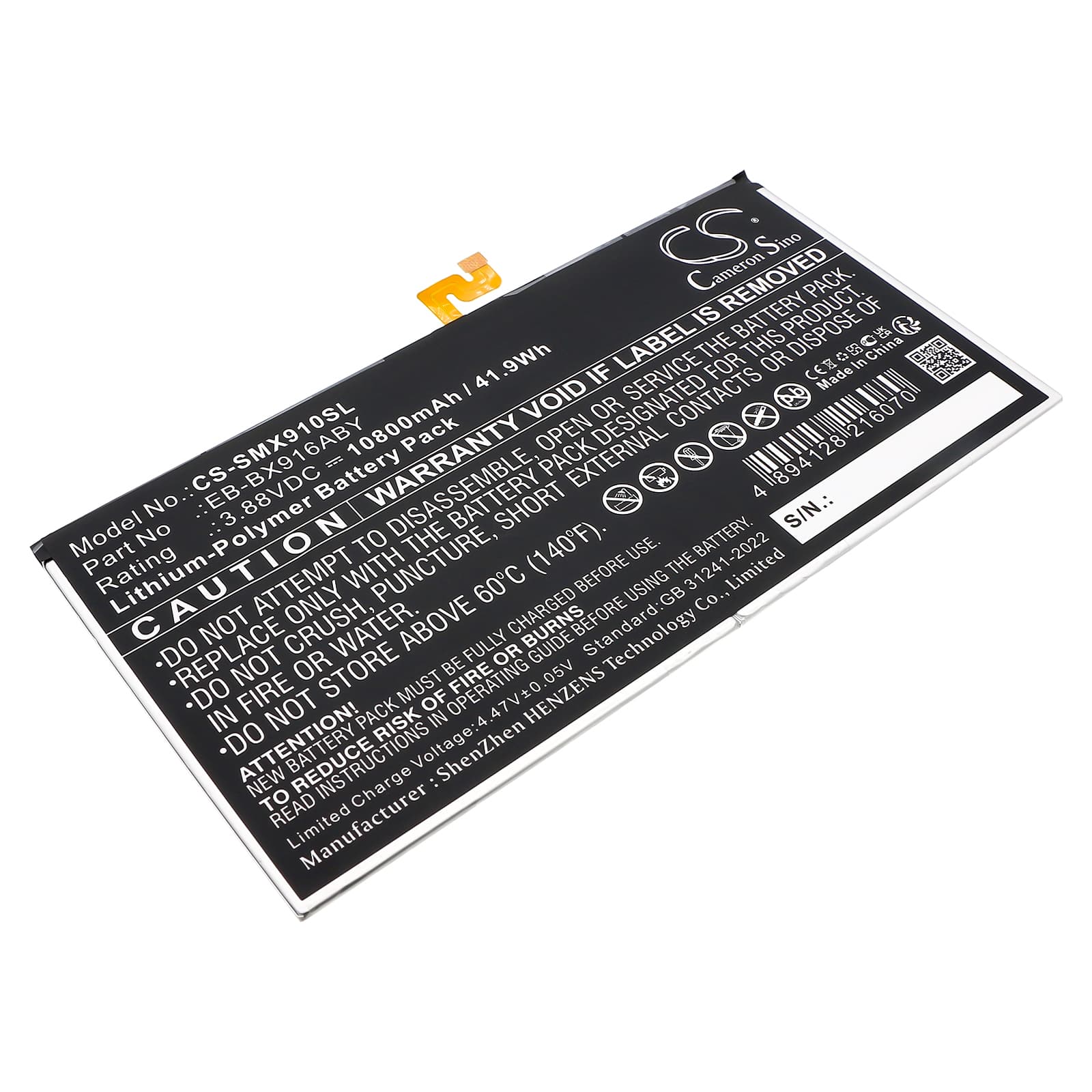 Replacement Battery for Samsung Galaxy Tab S9 Ultra - CS-SMX910SL-1.jpg