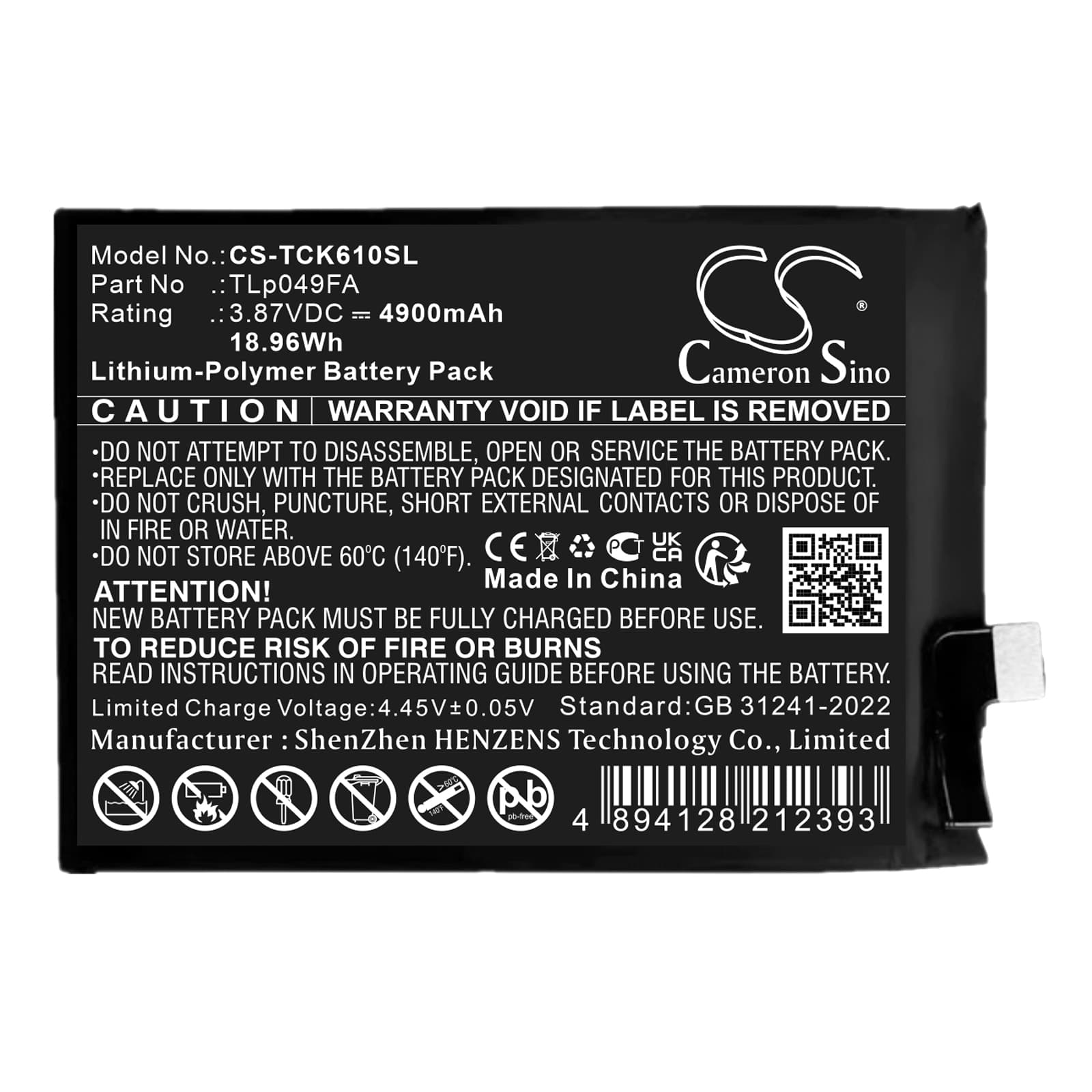 Replacement Battery for Sharp Aquos V7 Plus - CS-TCK610SL-1.jpg