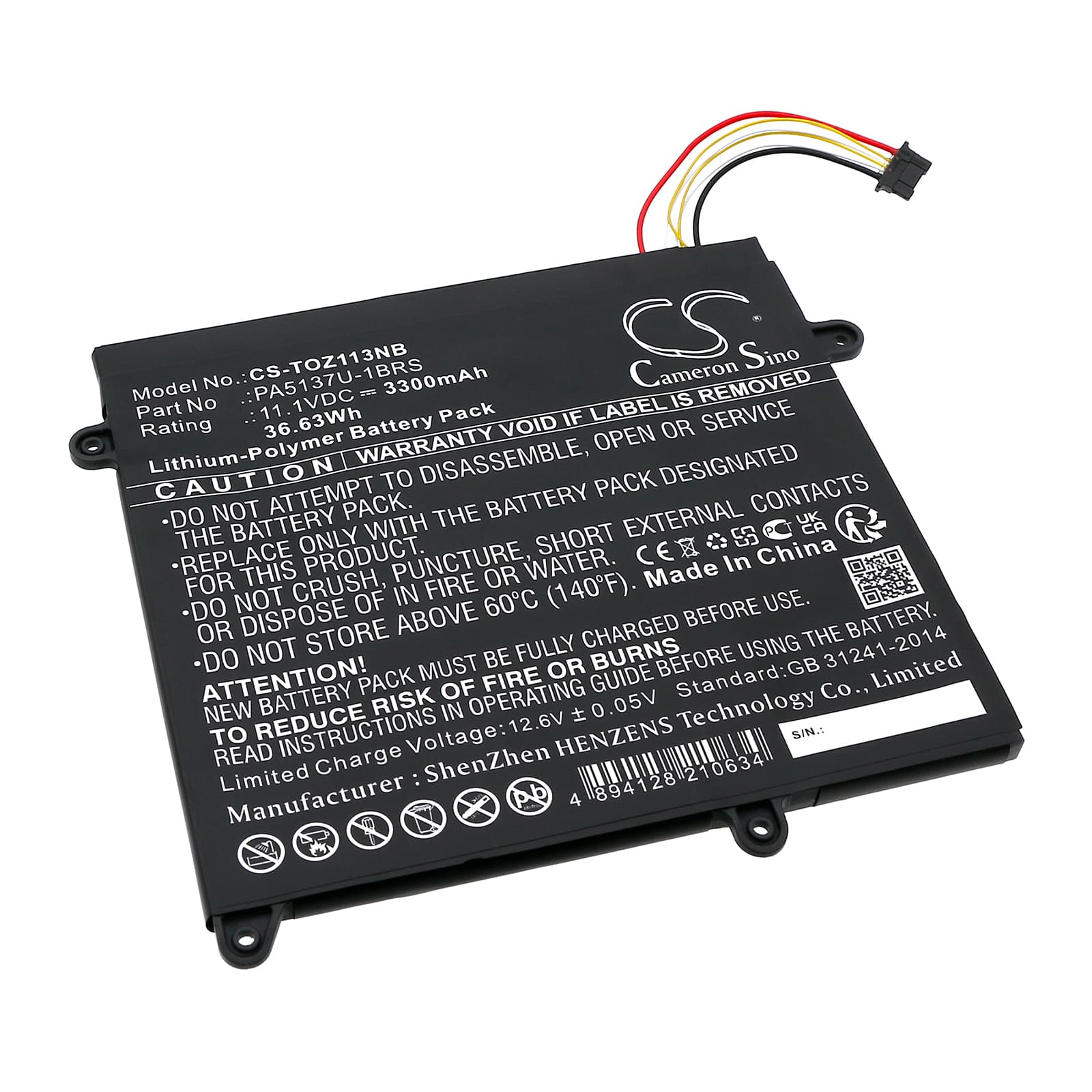 Replacement Battery for Toshiba Portege Z10T-A - CS-TOZ113NB-1.jpg