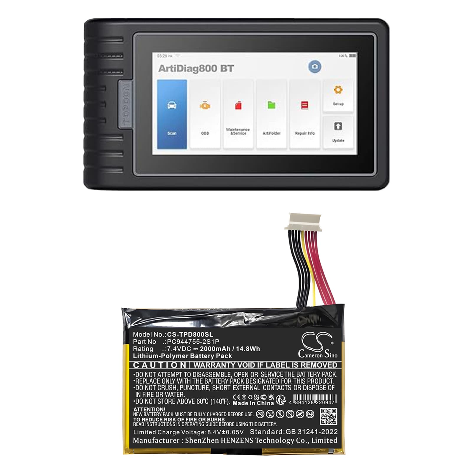 Replacement Battery for Topdon AD800BT - CS-TPD800SL-1.jpg