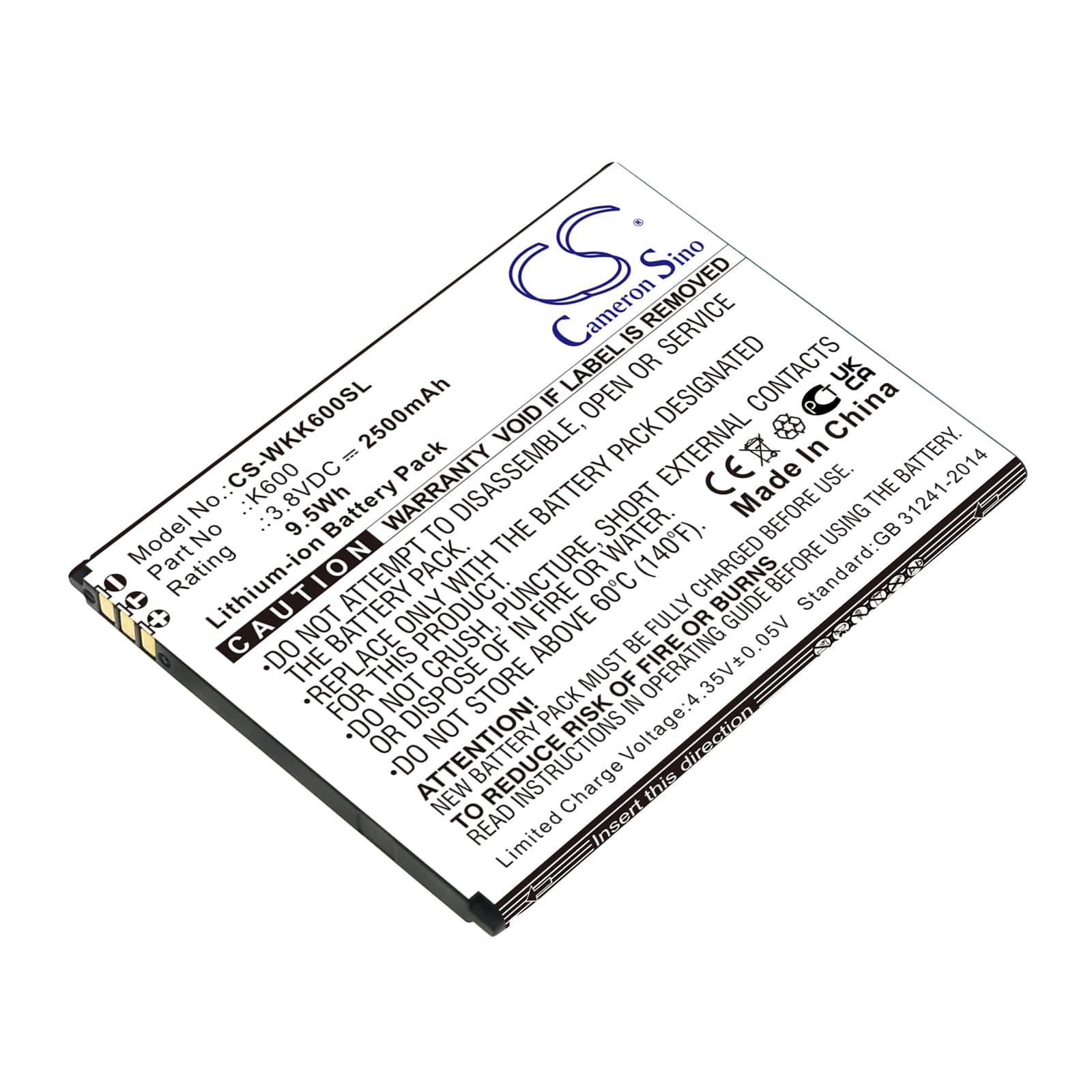 Replacement Battery for Wiko Tommy 3 - CS-WKK600SL-1.jpg