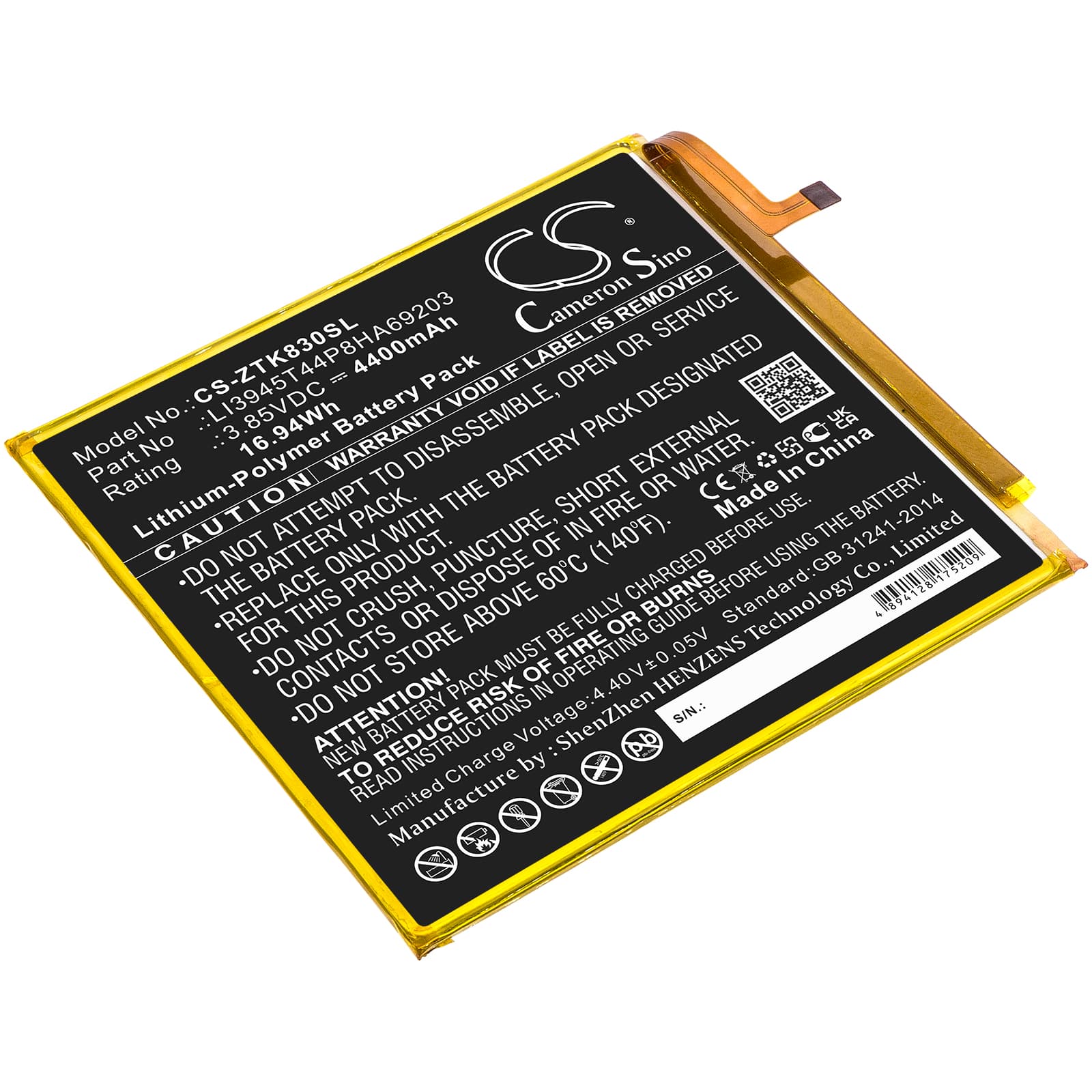 Replacement Battery for ZTE Grand X View 2 - CS-ZTK830SL-1.jpg